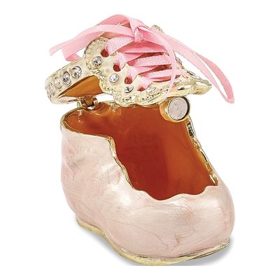 It's a Girl Pink Baby Bootie Trinket Box & Necklace – view 2