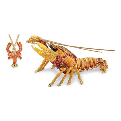 Bejeweled Crawfish Trinket Box with 18" Necklace – view 4