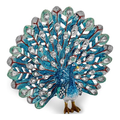 Peacock Trinket Box with Matching 18" Necklace