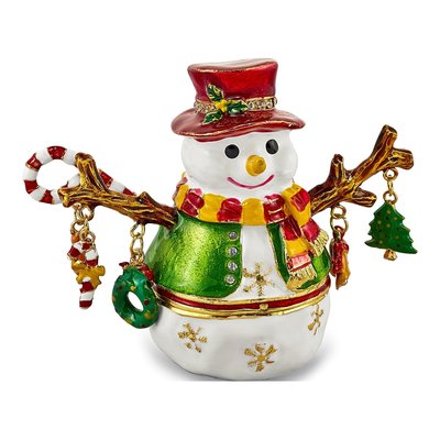 Snowman Tree Trinket Box with 18" Necklace