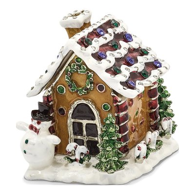 Bejeweled Gingerbread House Trinket Box & Necklace