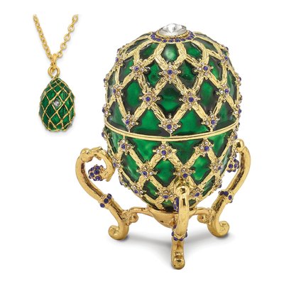 Bejeweled Royal Coach Trinket Egg with Necklace – view 5