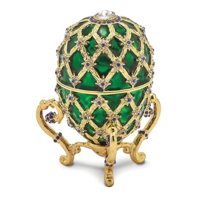 Bejeweled Royal Coach Trinket Egg with Necklace