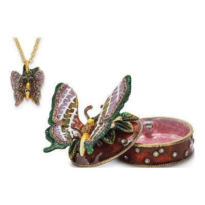 Sangria Butterfly Trinket Box with 18" Necklace – view 5
