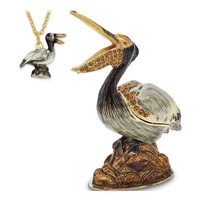 Pewter Pelican Trinket Box & 18" Necklace Set – view 4