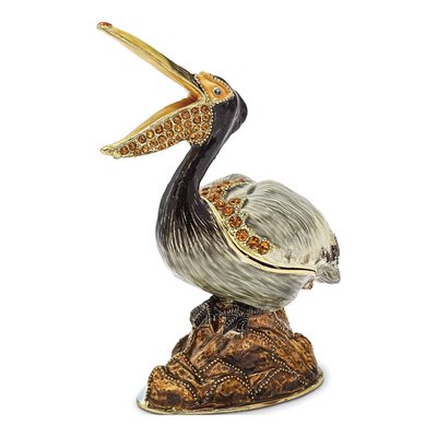 Pewter Pelican Trinket Box & 18" Necklace Set