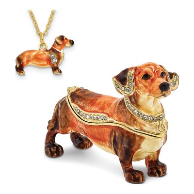 Pewter Dachshund Trinket Box & Necklace Set – view 6
