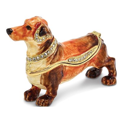 Pewter Dachshund Trinket Box & Necklace Set