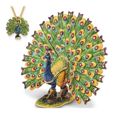 Peacock Trinket Box & 18" Necklace Gift Set – view 4