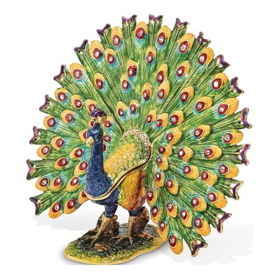 Peacock Trinket Box & 18" Necklace Gift Set