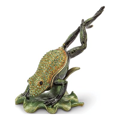 Pewter Frog Trinket Box with 18" Necklace