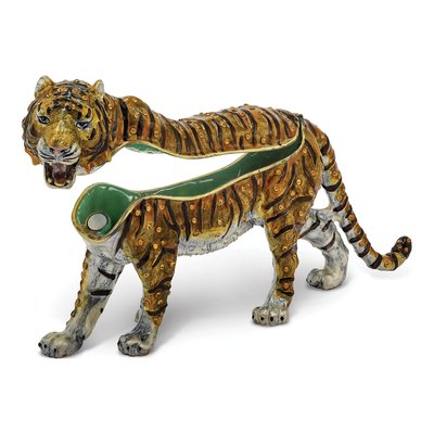 Bengal Tiger Pewter Trinket Box with Necklace – view 2