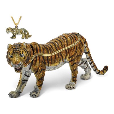 Bengal Tiger Pewter Trinket Box with Necklace – view 4