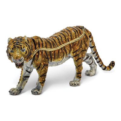 Bengal Tiger Pewter Trinket Box with Necklace
