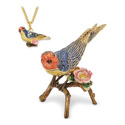 Bejeweled Bluebird Trinket Box with Necklace – view 4
