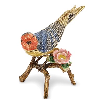 Bejeweled Bluebird Trinket Box with Necklace