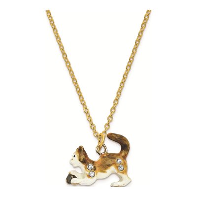 Cat & Mouse Pewter Trinket Box with Necklace – view 3