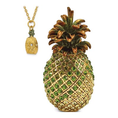 Bejeweled Pineapple Trinket Box with 18" Necklace – view 4