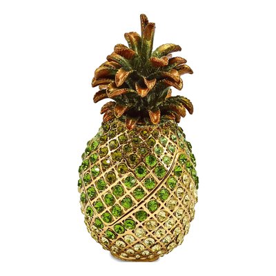 Bejeweled Pineapple Trinket Box with 18" Necklace