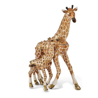 Pewter Giraffe Trinket Box & 18" Necklace Set