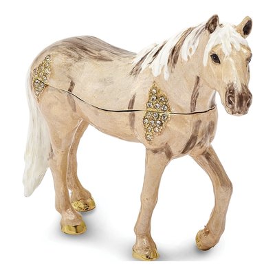 Pewter Pony Trinket Box & 18" Necklace Set