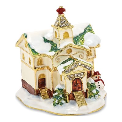 Rejoice Winter Church Trinket Box & Necklace Set