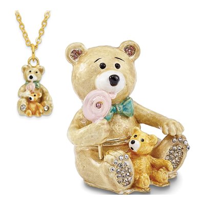 Teddy Bear Trinket Box & 18" Necklace Gift Set – view 4