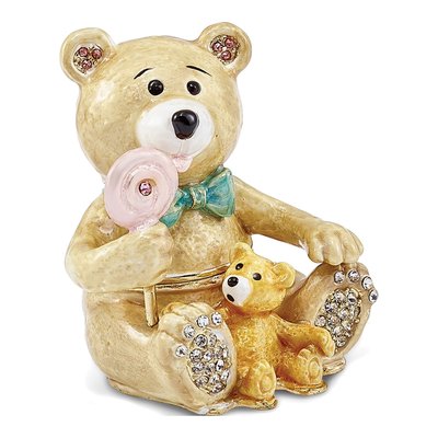 Teddy Bear Trinket Box & 18" Necklace Gift Set