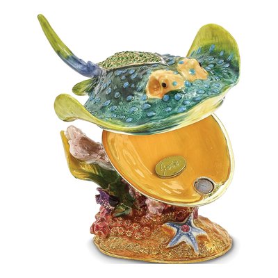 Pewter Stingray Trinket Box with 18" Necklace – view 2