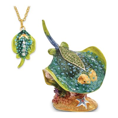 Pewter Stingray Trinket Box with 18" Necklace – view 4