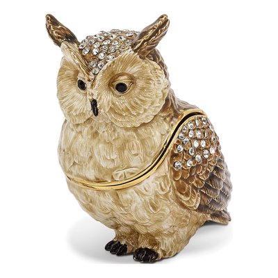 Pewter Owl Trinket Box with 18" Necklace