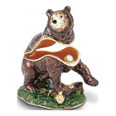 Bejeweled Kodiak Bear Trinket Box with Necklace – view 2