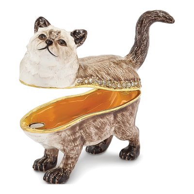 Pewter Cat Trinket Box with 18" Necklace – view 2