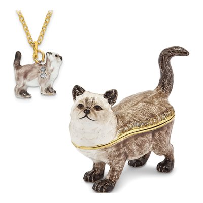 Pewter Cat Trinket Box with 18" Necklace – view 4