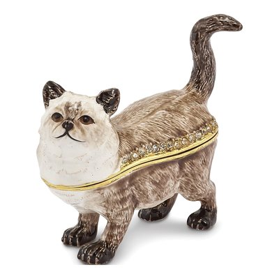 Pewter Cat Trinket Box with 18" Necklace