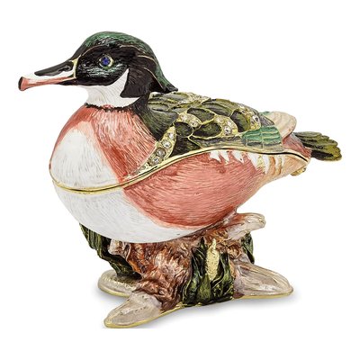 Wilson Wood Duck Trinket Box & Necklace Set