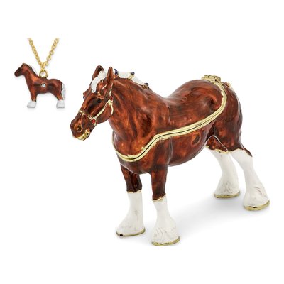 Pewter Clydesdale Trinket Box & Necklace Set – view 4