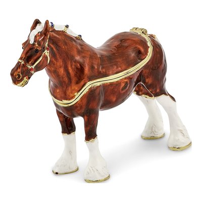 Pewter Clydesdale Trinket Box & Necklace Set