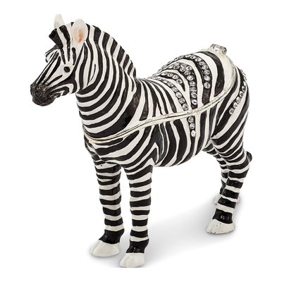 Zebra Trinket Box with 18 In. Necklace