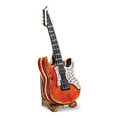 Pewter Guitar Trinket Box & 18" Necklace