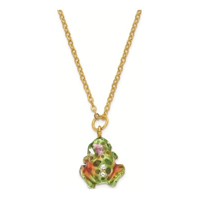 Pewter Crystal PEACE Frog Trinket Box & Necklace – view 3