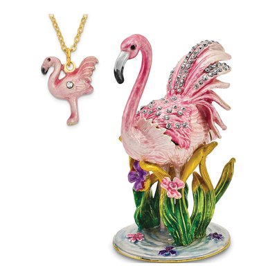 Pink Flamingo Trinket Box & 18" Necklace – view 4