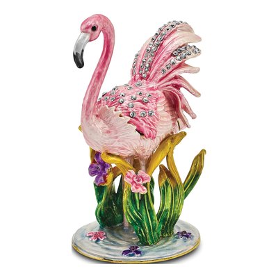 Pink Flamingo Trinket Box & 18" Necklace