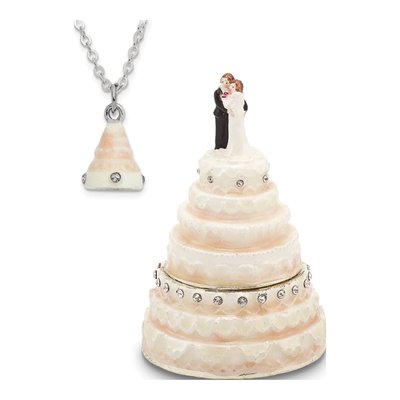 I DO Wedding Cake Trinket Box with Necklace – view 4