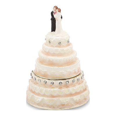 I DO Wedding Cake Trinket Box with Necklace