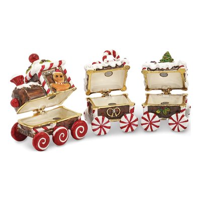 Candy Cane Train Trinket Box with 18" Necklace – view 2