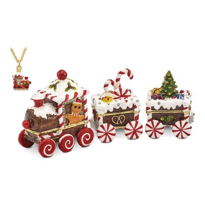 Candy Cane Train Trinket Box with 18" Necklace – view 4
