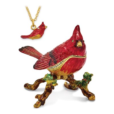 Red Cardinal Trinket Box & 18" Necklace – view 4