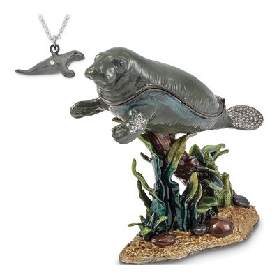 Manatee Trinket Box & 18" Necklace Set – view 4