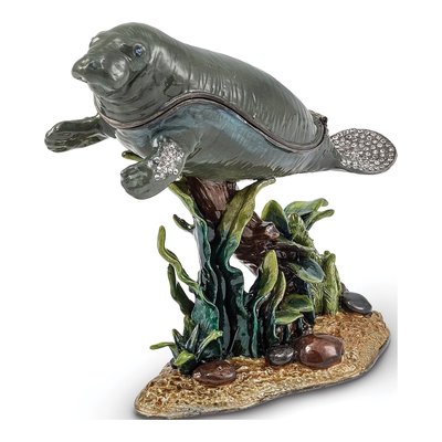Manatee Trinket Box & 18" Necklace Set